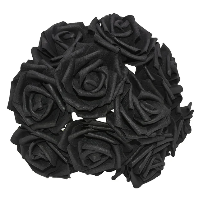 10/20/30 Heads 8CM New Artificial PE Foam Rose Flowers Bride Bouquet Home Flower Wedding Decorations Scrapbooking DIY Flower black