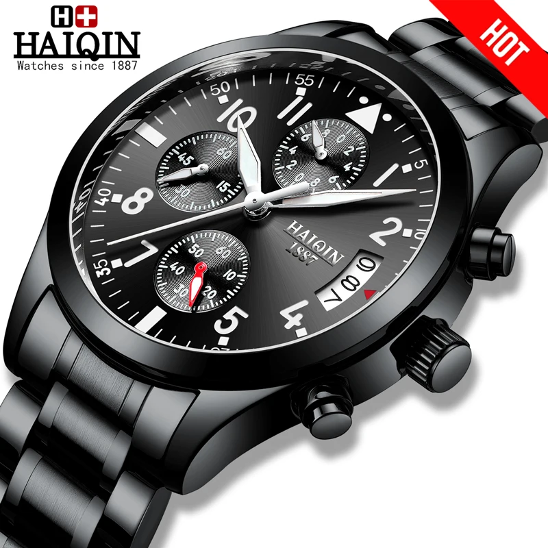 HAIQIN Reloj hombres спортивные мужские s часы лучший бренд класса люкс Мужские кварцевые наручные часы мужские водонепроницаемые relogio masculino новые