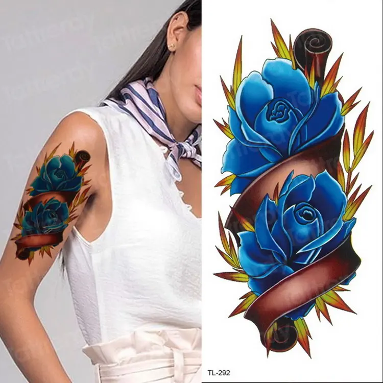 Водонепроницаемые Временные татуировки для женщин, временные тату-наклейки для девочек, цветок, персик, цветок, пион, роза, нарукавник, татуировка, вода - Цвет: TL292