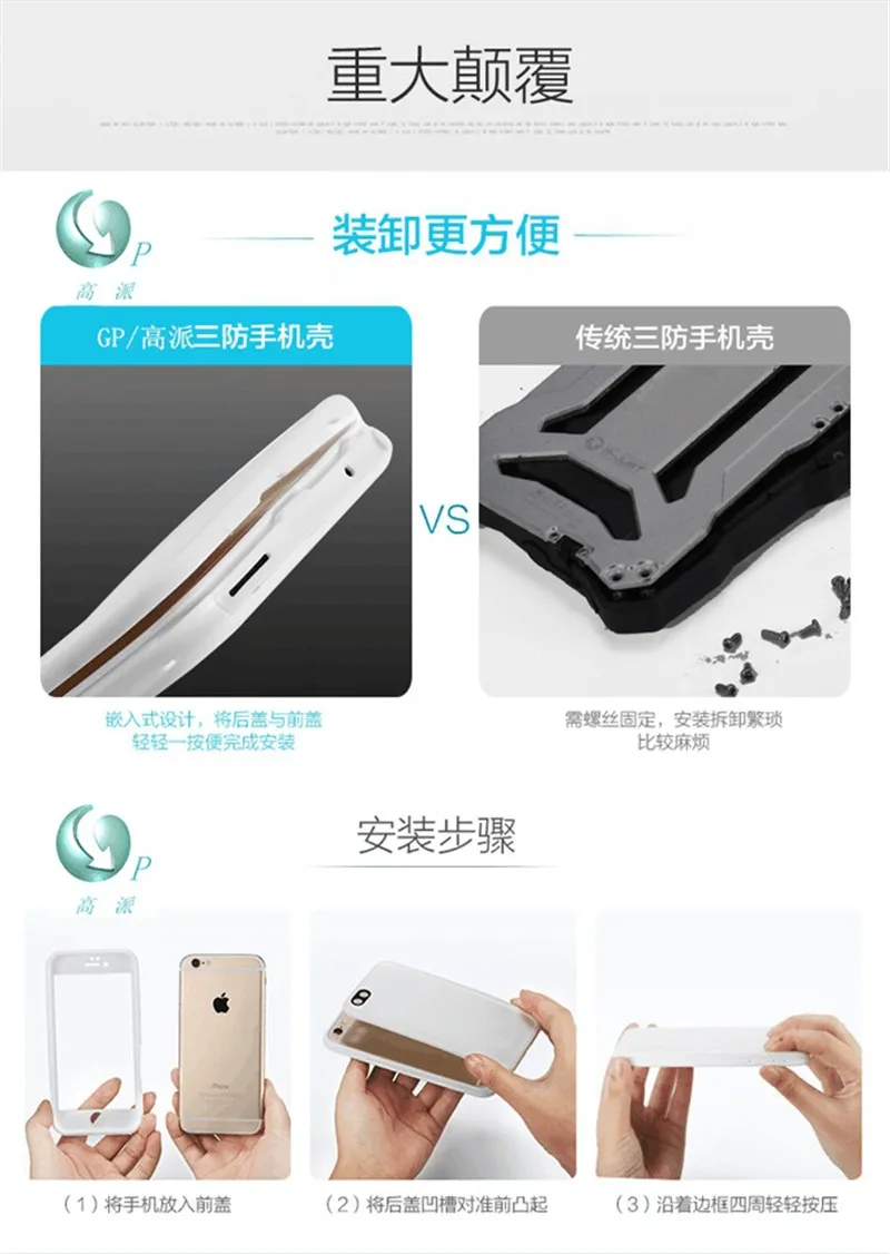 Shockproof TPU+PC Waterproof Screen Touch Phone Cover for iphone 6 (26)
