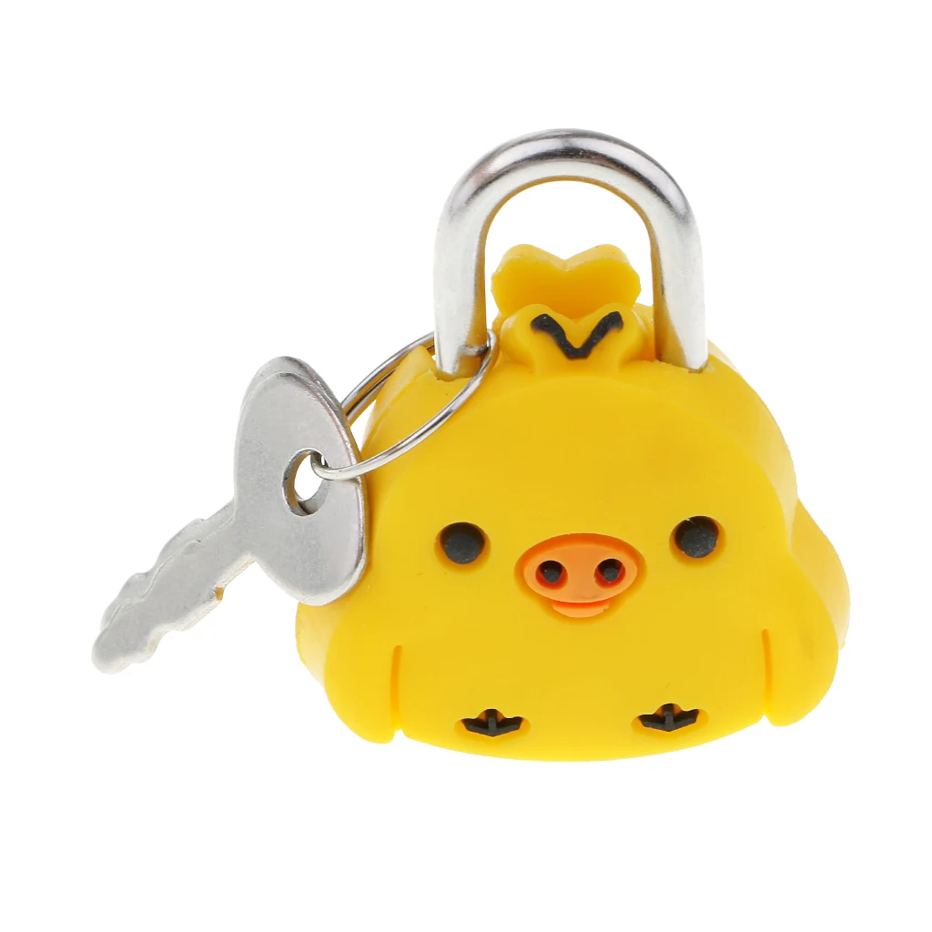 1 Set Silicone Metal Cute Animal Mini Cartoon Lock Novelty Padlock for Suitcase Luggage Safety for Drawers Closets DIY Craft 