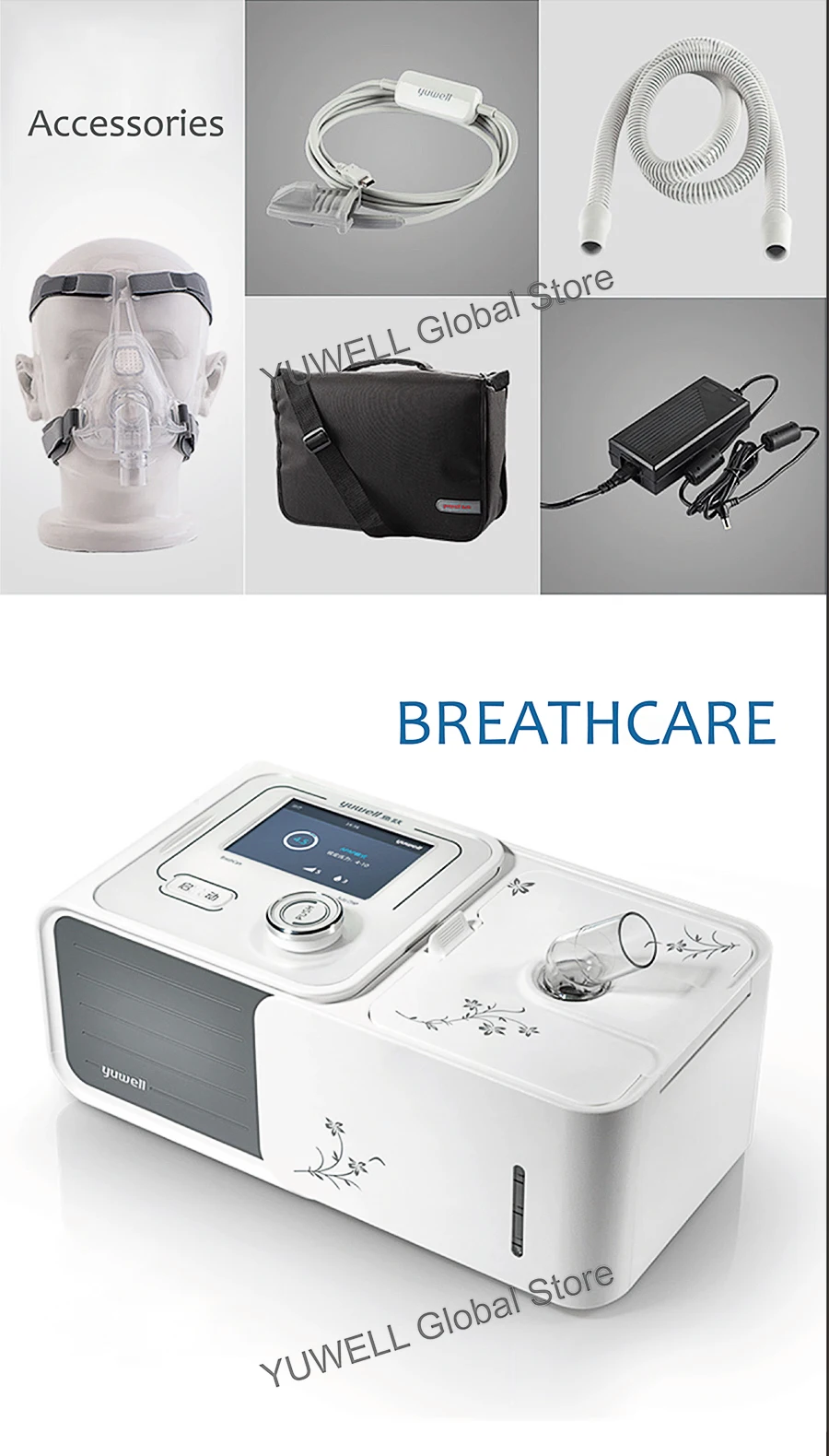 Yuwell CPAP Машина с CPAP маска увлажнитель фильтр Пластик шланг мешок best сна храп решение Портативный тихий респиратор