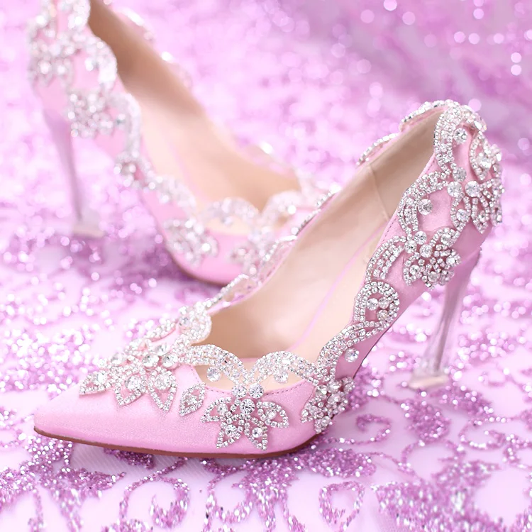 

Luxury Dubai Bling Golden Bridal Wedding Women Shoes Sexy High Heels Handmade Flower Girl Sandals Crystal Stiletto pumps