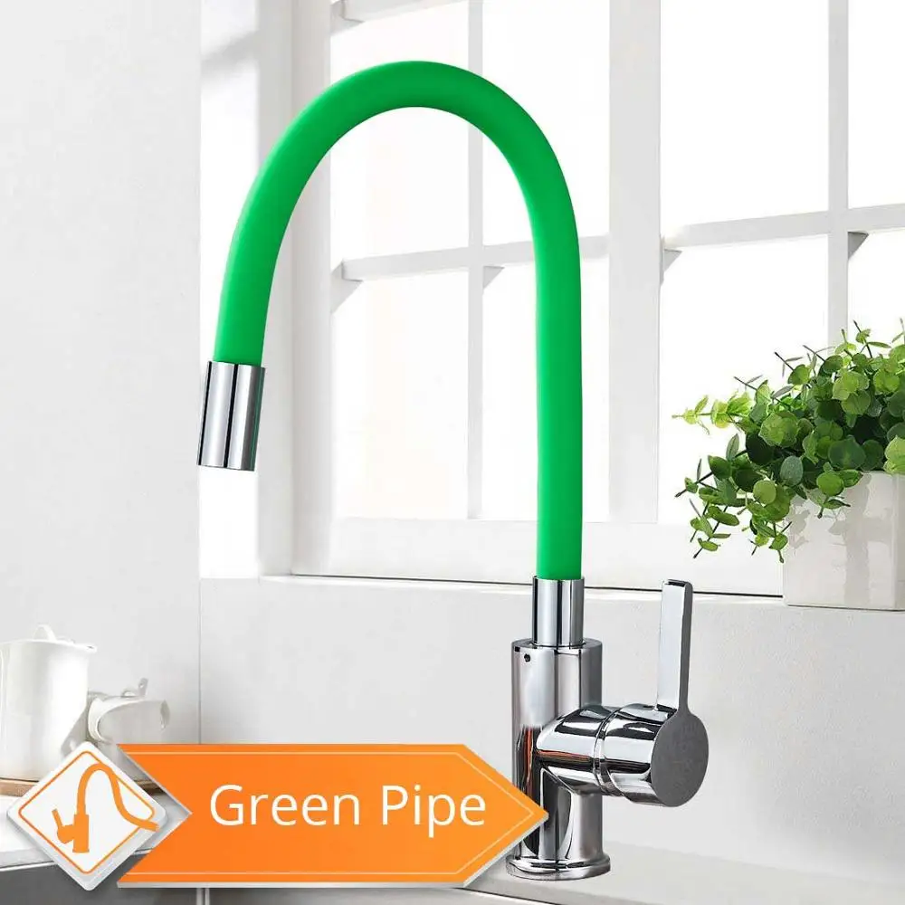 Green Black Pipe Kitchen Faucets Hot And Cold Water Faucets Chrome Basin Sink Tap Mixers Kitchen Faucet Deck Mounted - Цвет: Green Pipe