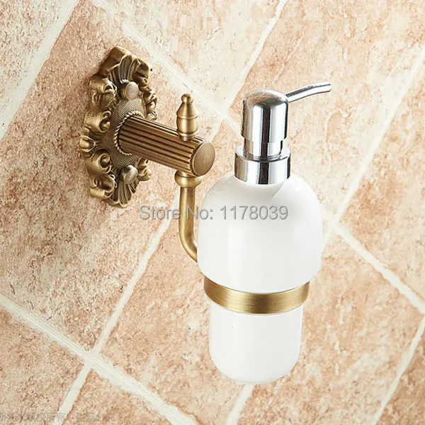 All copper antique bathroom liquid soap dispenser,wall mounted bathroom