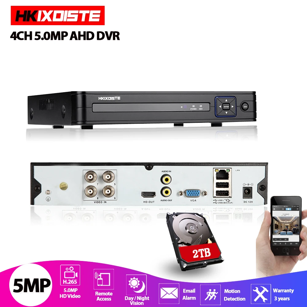 5MP AHD DVR 5in1 полный 4MP 1080P H.265 HDMI безопасности Системы CCTV 4/8CH канала NVR гибрид