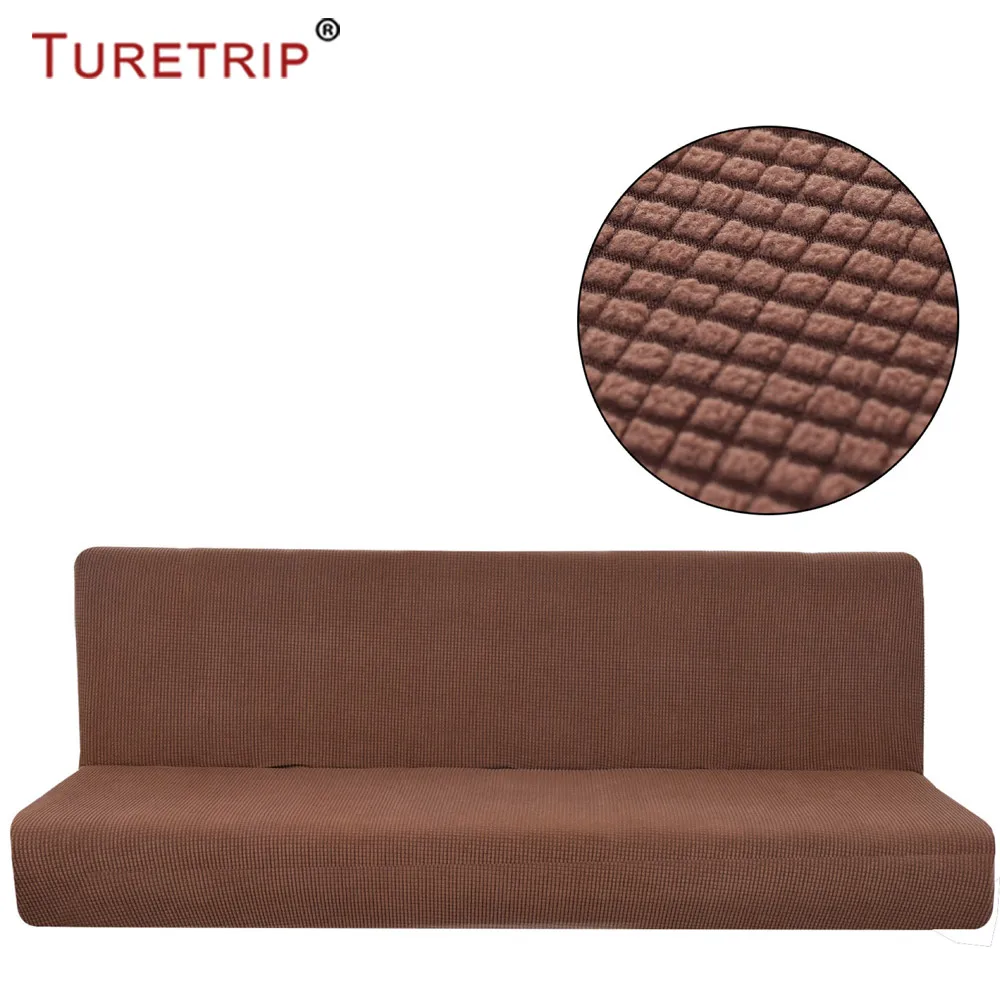 Turetrip 1 шт. сплошной цвет Чехлы для дивана кровать футон Slipcover Полный складной эластичный без рукавов стрейч мебель протектор - Цвет: Коричневый