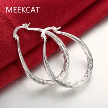 Oval Kreis Hoop Ohrringe Einfache Minimalistischen 925 Gestempelt Silber Farbe Klassische Geometrische Frauen Ohr Schleife Punk Party Mode Schmuck(China)