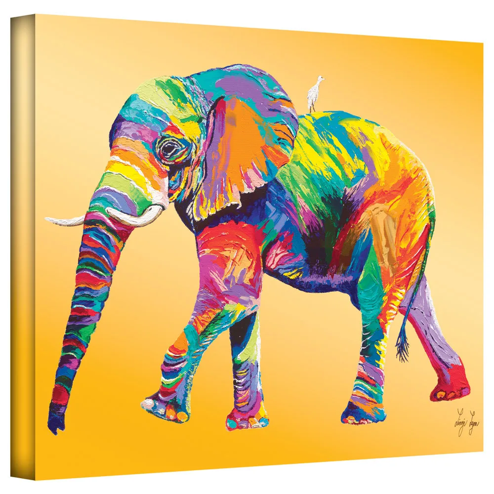 abstract elephant painting oil on Canvas The Ride Hand painted art for