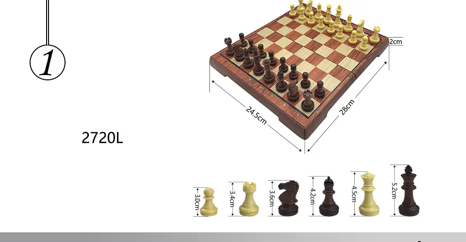 Easytoday Standard Chess Set Plastic Chess Board Magnetic Chess Pieces Table Entertainment Games Gift (1)