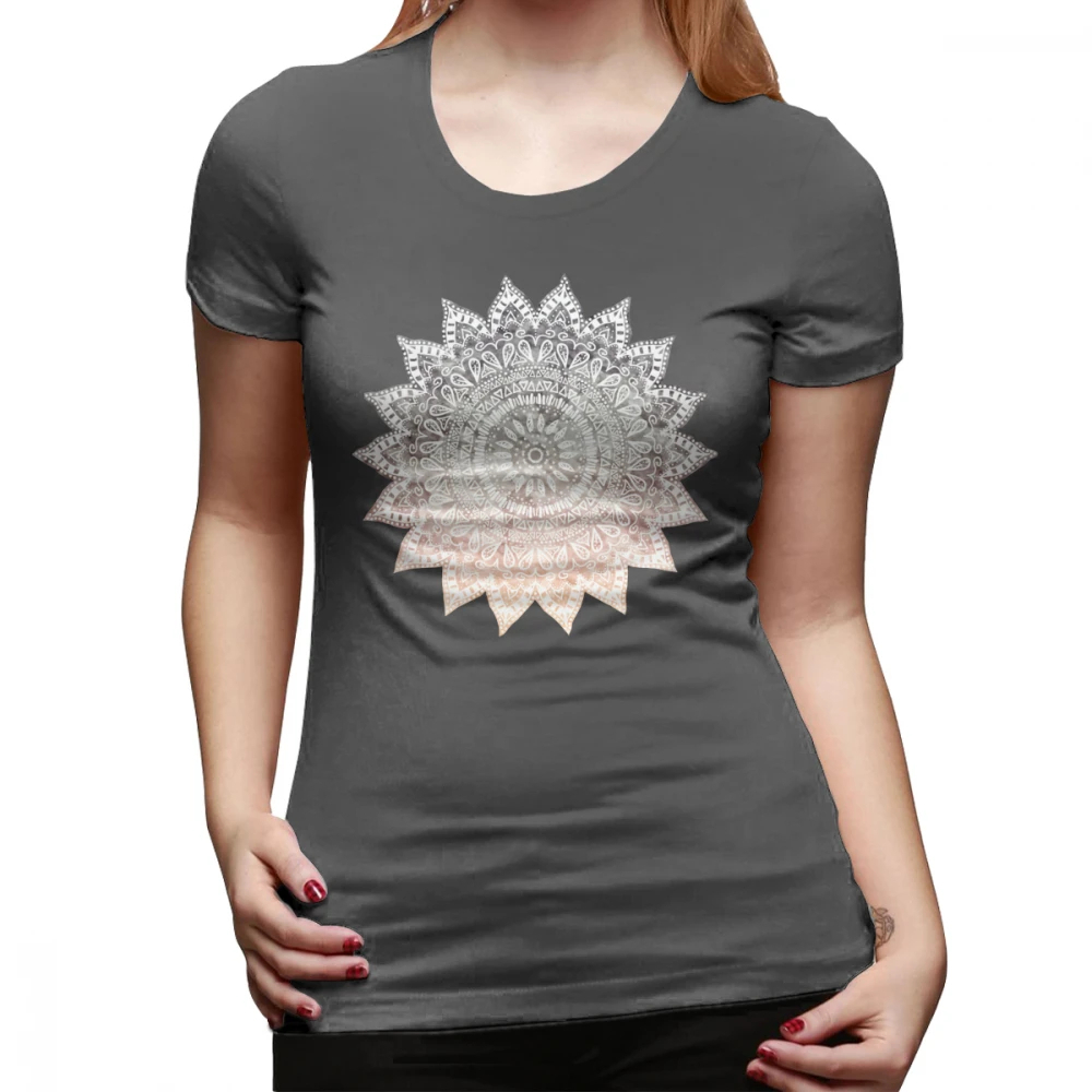 Hygge футболка богемная HYGGE Мандала футболка Серебряная о-образный вырез женская футболка 100 хлопок простая с коротким рукавом графическая женская футболка