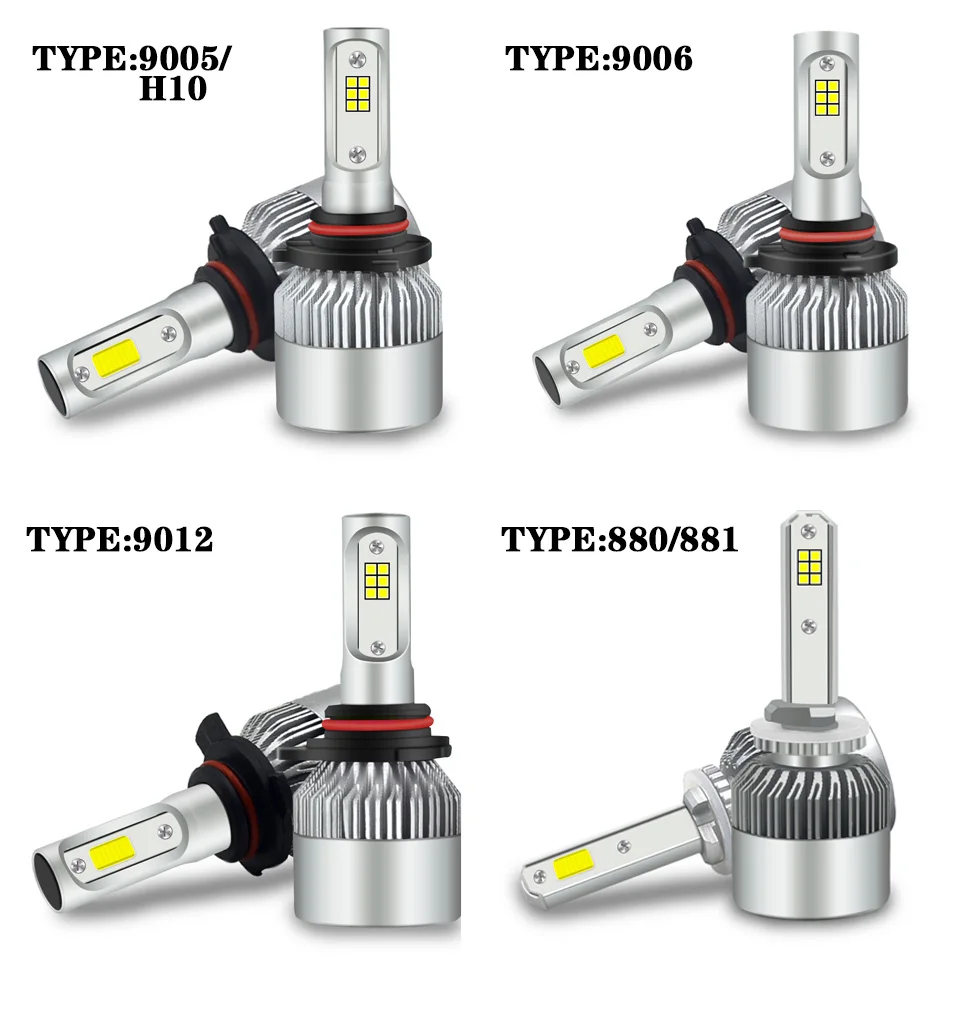 Kafulee фар автомобиля H7 светодиодный H4 H8 H11 H1 H3 H13 HB3 HB4 9005 9006 9007 S2 COB CSP 12 V 24 V 6000 K 72 W фары для 2PSC Автоматическая лампочка свет