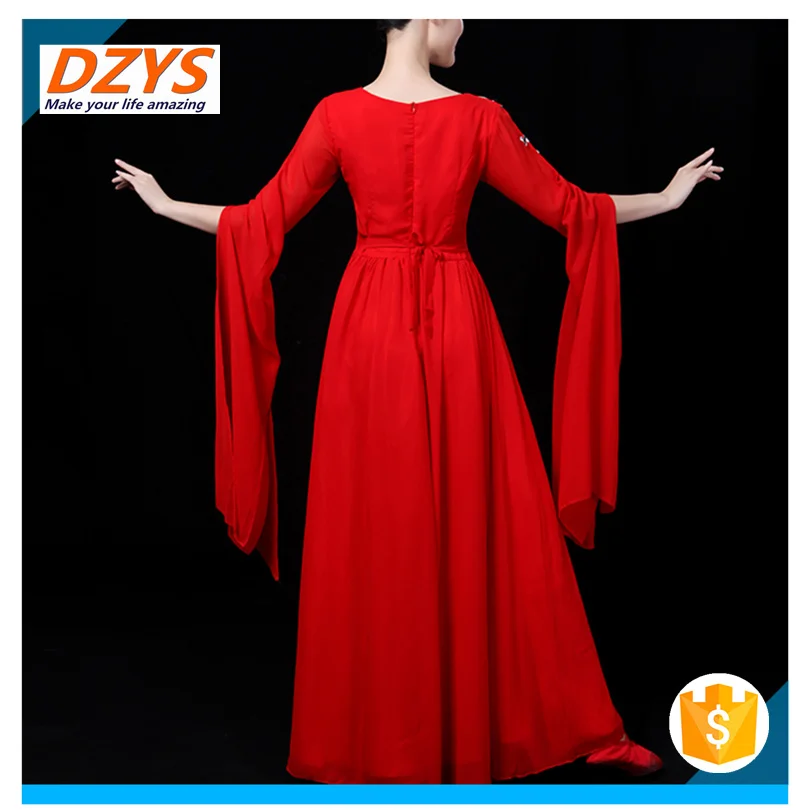 2018 new adult female big sleeves skirt dance dress05