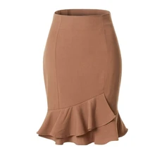 Fishtail Skirt Office Lady Fashion High Waist Solid Color Package Hip Slim Tight Skirt Women Skirts Package Hip Skirt