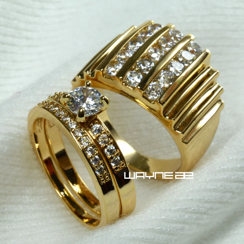 set gold tone engagement ring band for men and women r117280 men size 9 15 women size 6 10 - Exotic Wedding Rings set gold tone engagement ring band for men and women r117280 men size 9 15 women size 6 10 - Exotic Wedding Rings