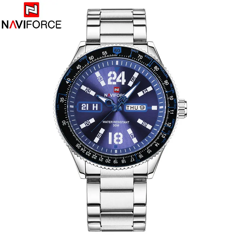 NAVIFORCE Brand Men Watches Luxury Sport Quartz 30M Waterproof Watches Men's Stainless Steel Band Auto Date Wristwatches Relojes NAVIFORCE Brand Men Watches Luxury Sport Quartz 30M Waterproof Watches Men's Stainless Steel Band Auto Date Wristwatches Relojes