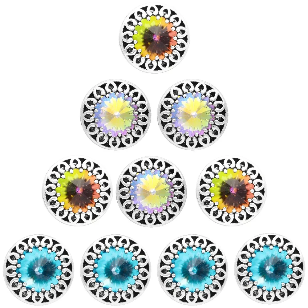 

2019 Fashion beauty Rhinestone Big crystal flower 18MM 20MM snap buttons 3 style fit snap bracelet snap jewelry wholesale