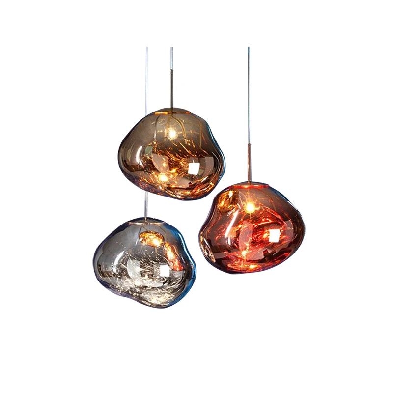 

Modern Melt Pendant Lights D25/40CM Acrylic Lava Irregular Silver Gold Copper Mirror Single Hang Lamp for Living Room Lighting