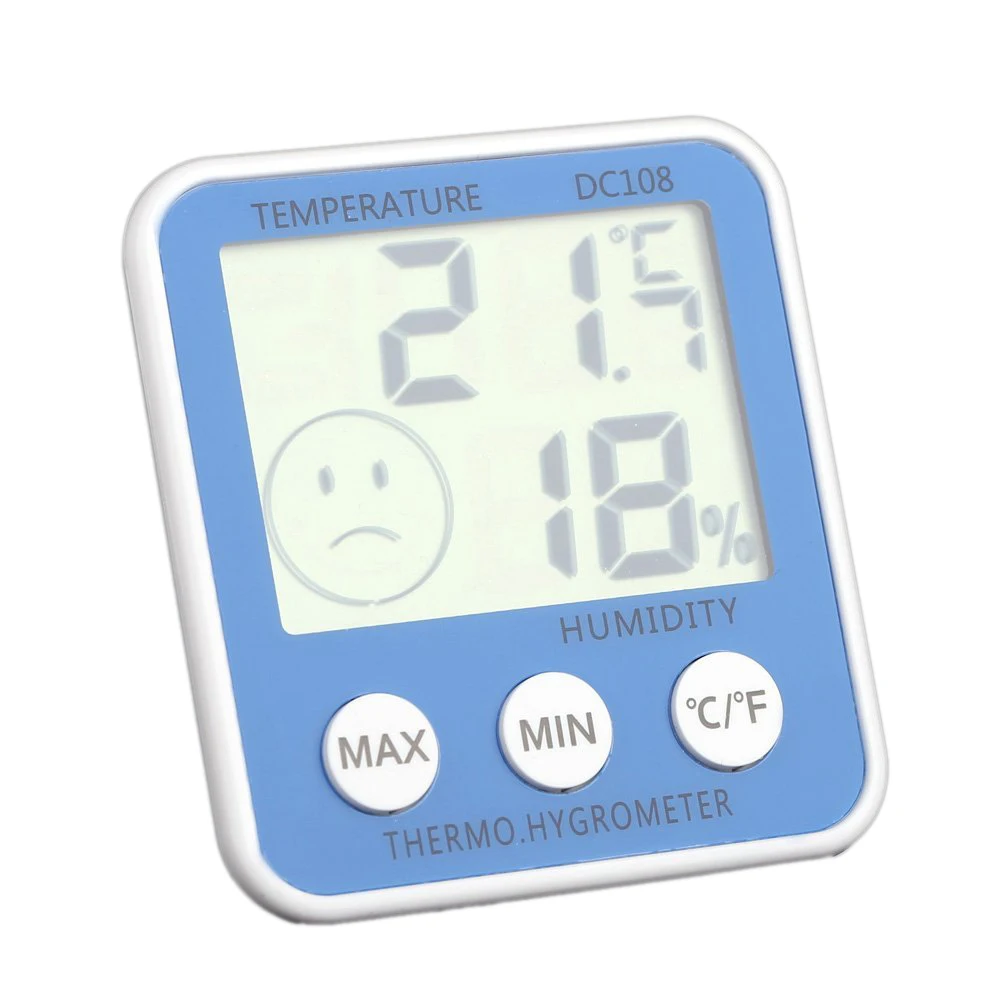 Цифровой датчики температуры гигрометр ЖК-дисплей термометр Влажность залы по Фаренгейту/Цельсия с уровень комфорта mark (синий)