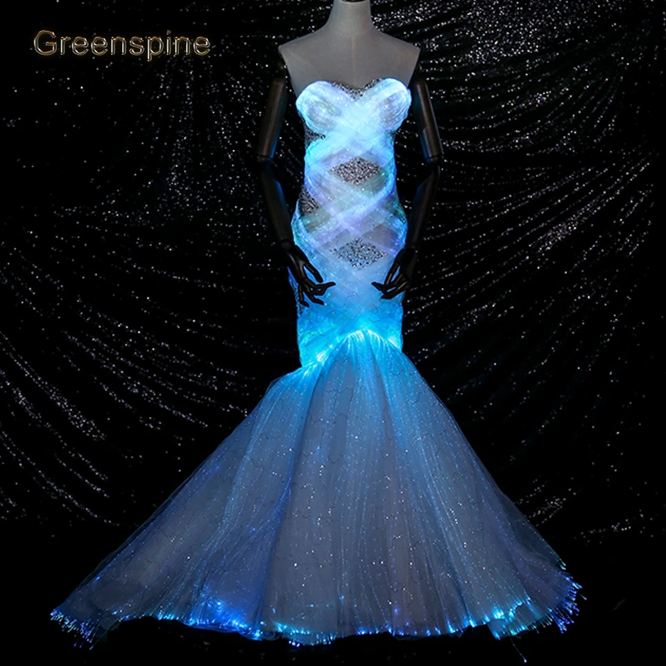 

Luminous Wedding Dress Bengalas De Boda Variable Color For Model Fashion Runway Show Vestido de novia luminoso luminoso