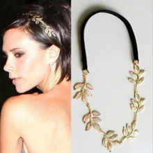 Girl Headbands Gold Metal Leaf Olive Branch Modeling Elastic Hair Belt Hair Rope Women Floral Elegant Fashion Headwear Elastic