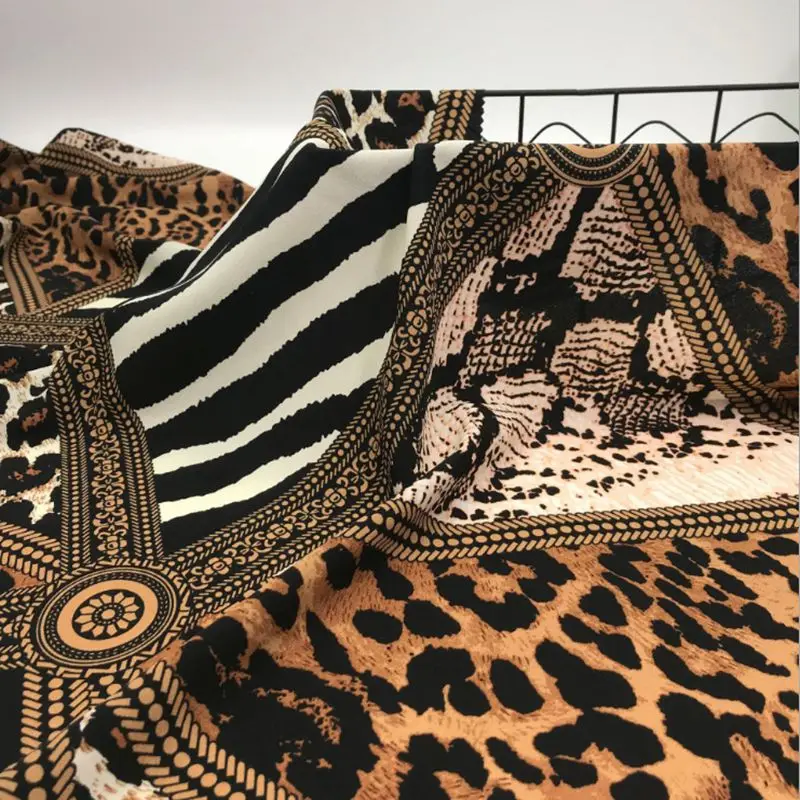 

Nigeria vintage chiffon fabric Polyester leopard chiffon printed fabric for Summer blouse and dress TJ0312