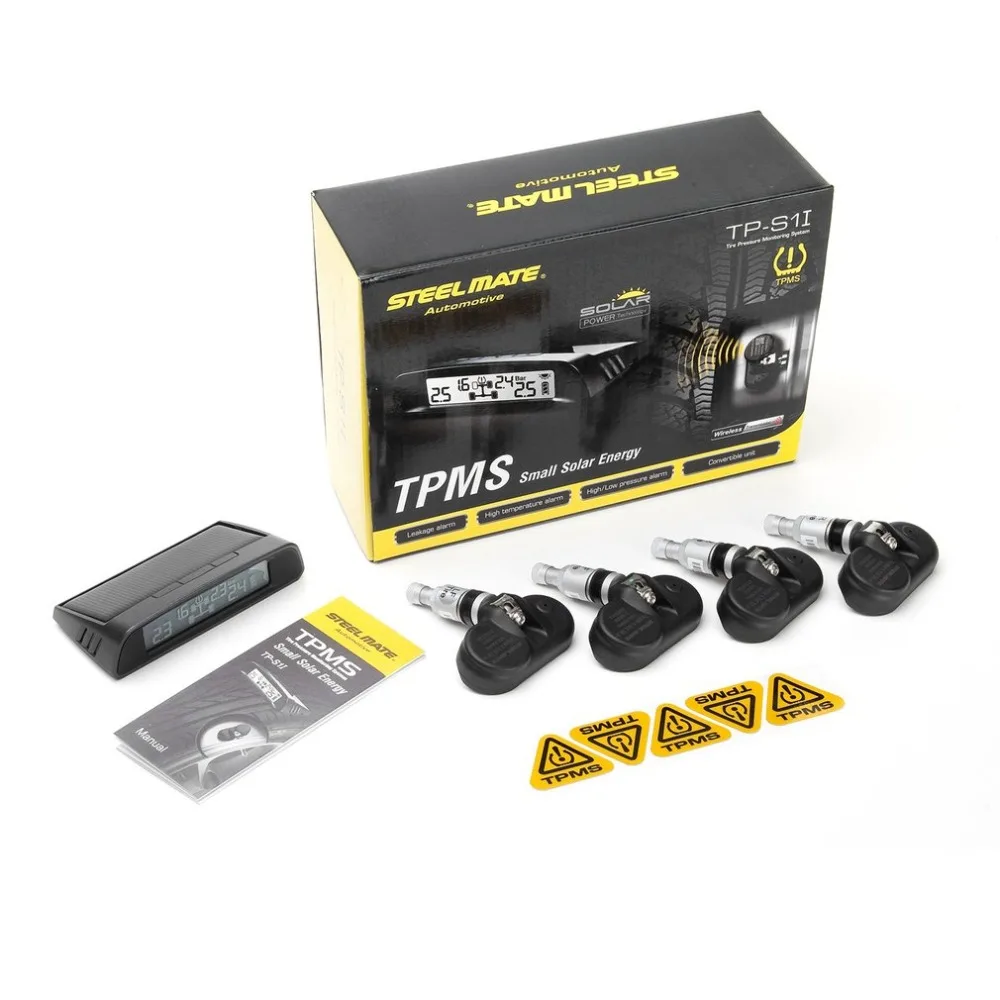 

STEEL MATE TP-S11 Solar TPMS Wireless Real-time Display Tire Pressure Monitor System Adjustable Value Low Power Consumption