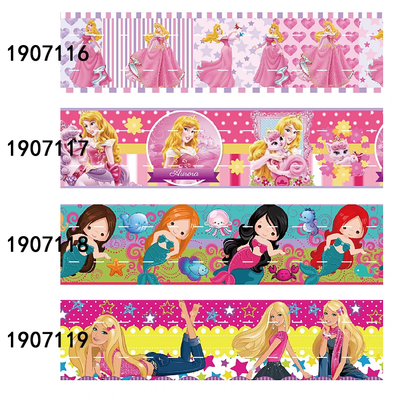 

(50 yards/lot) New design 75MM liston 3 inch mermaid cartoon character printed ribbon for hair bows