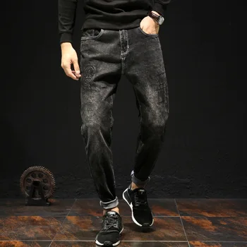 

Brand Fashion Jeans Men 2017 Autumn New Jeans Male Slim Fit Zipper Casual Denim Trousers Collapse pants Hip hop
