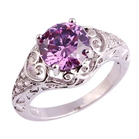 lingmei New Party Junoesque Amethyst White Topaz  Silver Rings Size 6 7 8 9 10 11 Free Shipping Wholesale Women Rings Jewelry