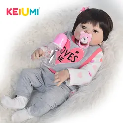 KEIUMI реалистичные 23 дюймов полный силиконовые Reborn Реалистичная кукла Baby Reborn Boneca Menina оптовая продажа детей подарки на день рождения
