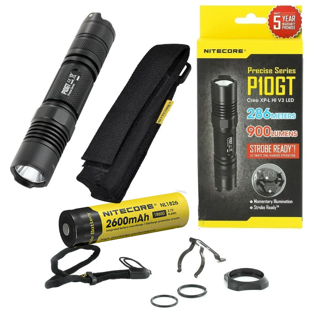 NITECORE P10GT 900 Lumen LED Tactical Flashlight with Rechargeable 18650 Battery 