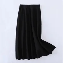 В винтажном стиле; зимние черные и серые плиссированные зонтик утолщение теплая вязаная юбка, юбка-пачка для женщин женские юбки saia saias гибкий