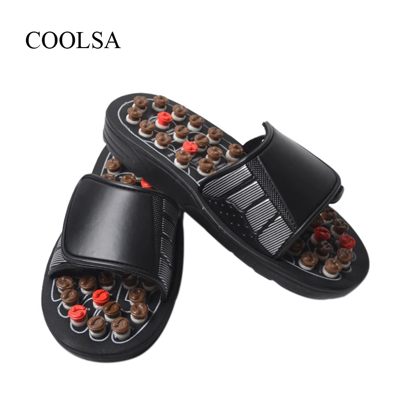 COOLA Men's Acupoint Massage Slippers Men Feet Care Acupressure Therapy Medical Rotating Foot Massage Slippers Unisex Slippers