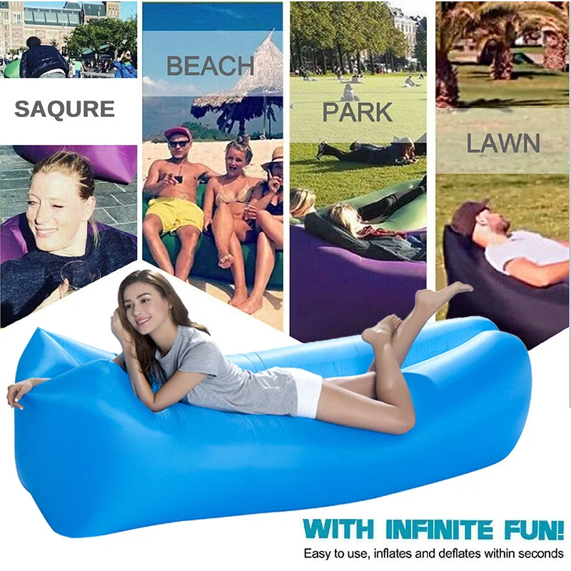 

ZXZ Portable Sleeping Bag Camping Lazy Bag Waterproof Air Bed Inflatable Air Sofa Hangout Lounger Hammock Laybag
