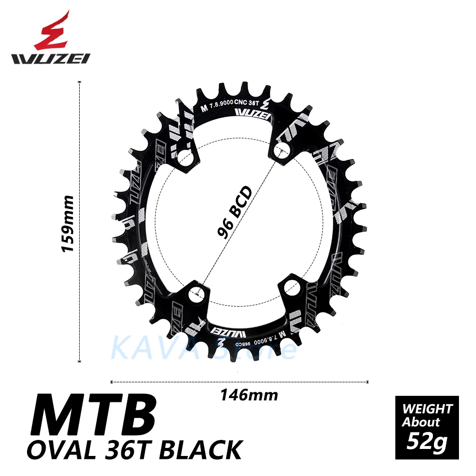 Wuzei 96BCD MTB велосипедная Звездочка широкий узкий Звездочка 32/34/36T Овальный/круглый рукоятка передняя Звездочка для Shimano M7000 M8000 M9000 - Цвет: Oval black 36T