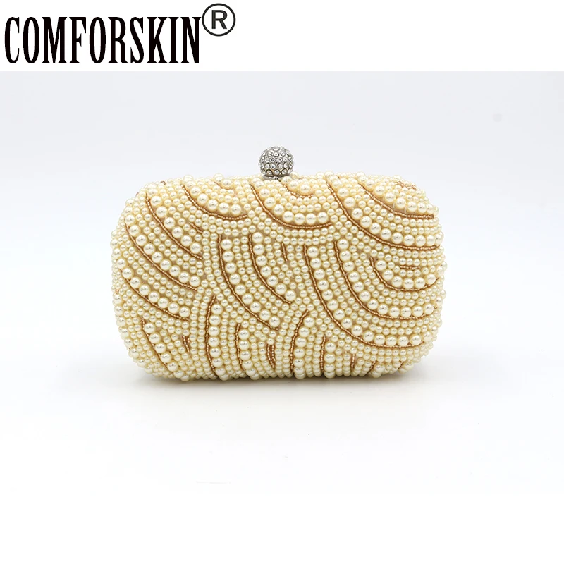 

COMFORSKIN Brand New Arrivals Women Handmade Pearl Messenger Bags Ladies luxury Cross-body Evening Party Bags Female Handbags