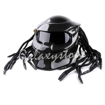 

Predators Mask Carbon Fiber Motorcycle Helmet Full Face Iron Man Safety Alien Mask Helmet DOT