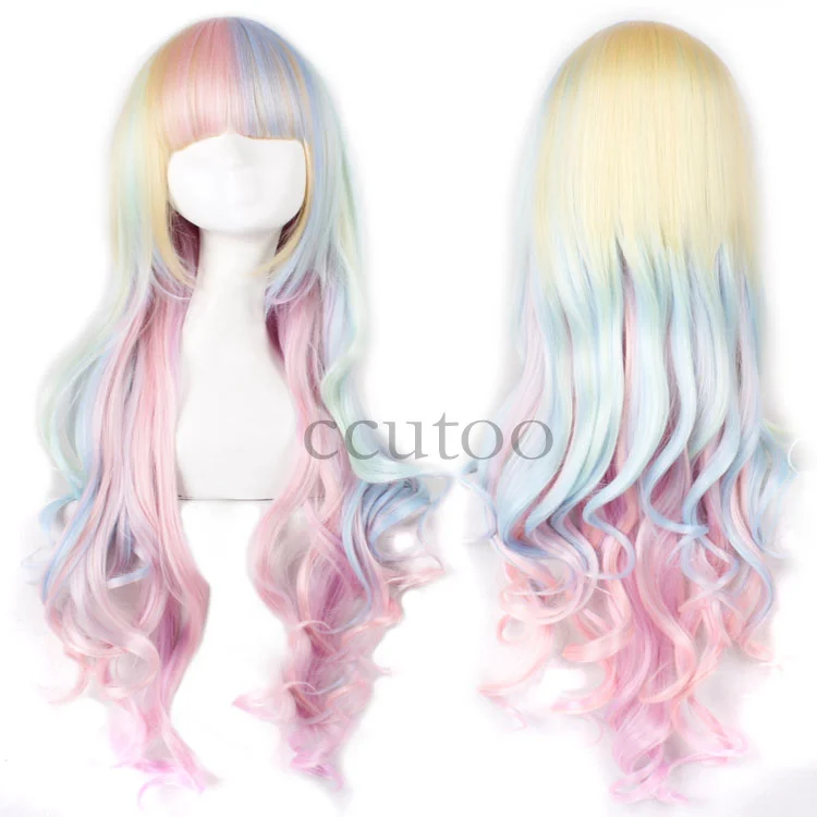 Ccutoo 3" волнистые длинные высокотемпературные синтетические волосы Косплей Полный парики женские вечерние парики - Цвет: Естественный цвет