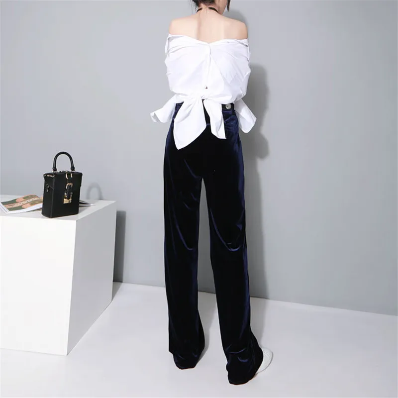 Women Velvet Wide Leg Pants07