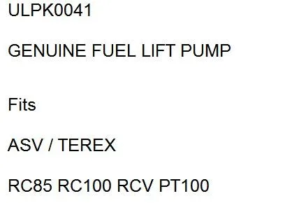 ULPK0041 для Перкинса насос подъема топлива подходит ASV/TEREX RC85 RC100 RCV PT100 ULPK0041