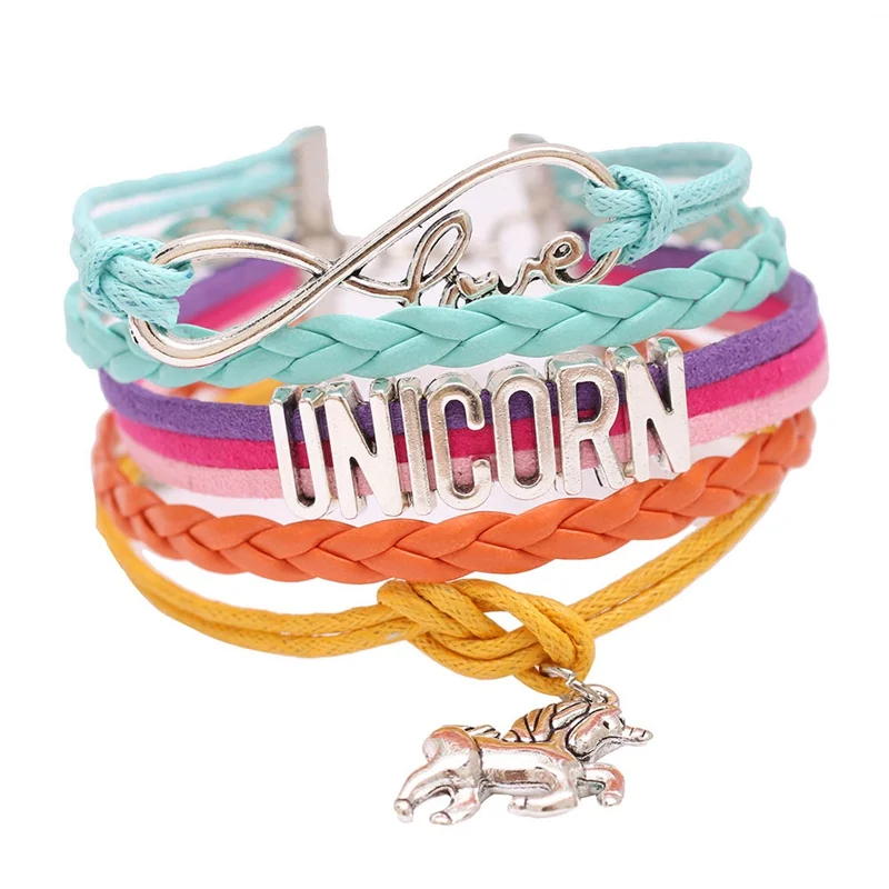 

Drop Shipping Infinity Love UNICORN Bracelets & Bangles unicorn horse Charm Leather Bracelet Christmas jewelry Birthday Gift