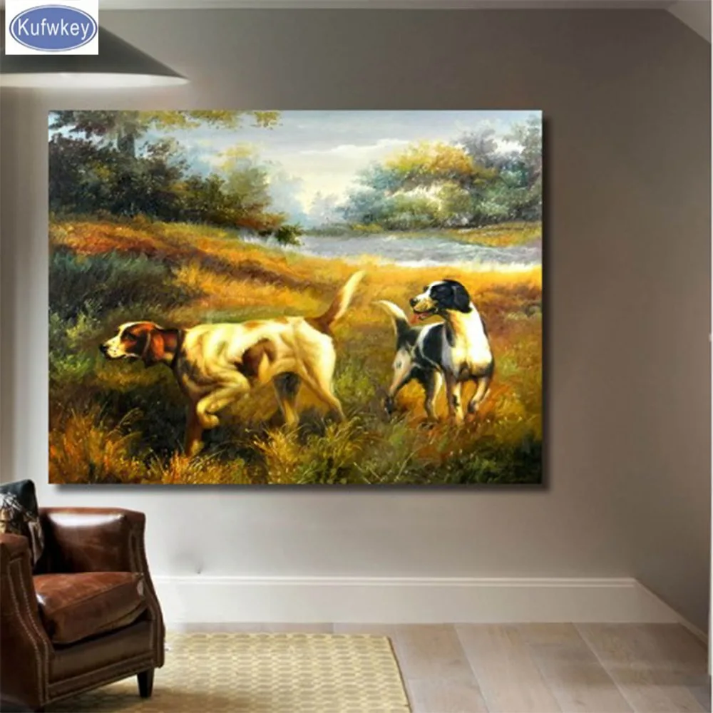 

Full Square Drill 5D DIY Diamond Painting Farm landscape 3D Embroidery Hunting dog Cross Stitch Mosaic Decor Gift