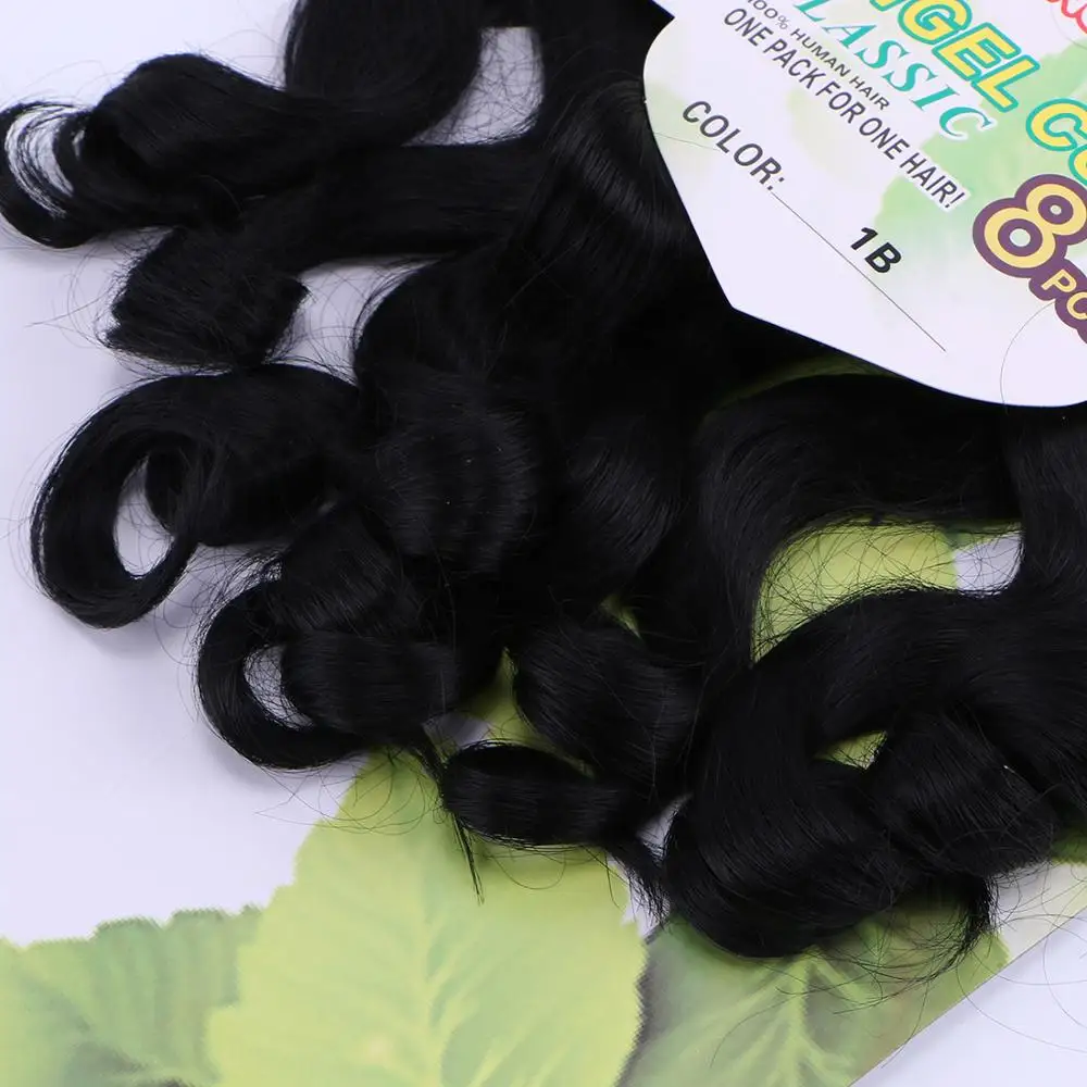 Черный цветной синтетический парик Наращивание волос парик объемная волна 8 шт. один комплект термостойкие волокна пучки волос
