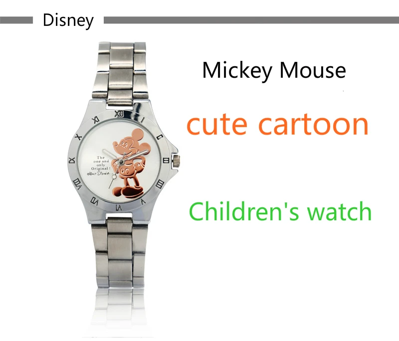 New Disney Mickey Mouse Minnie Gold Silver Watch Children's Boys Girls Watches Steel Students Quartz Adult Watch Birthday Gift 5