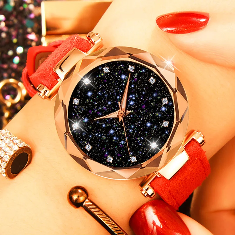 

relojes mujer 2019 Luxury Brand xiaoya Women Watches Personality Romantic Starry Sky Wrist Watch Rhinestone Design Ladies Clock