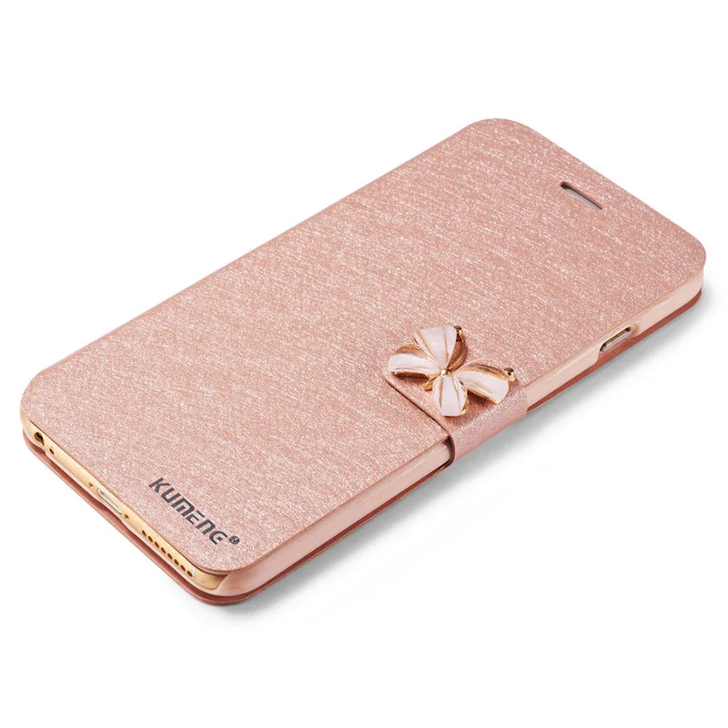Luxury Fashion Butterfly Built-in Card slot Silk Pattern Stand Flip Leather Mobile Phone Case for iPhone 7 7S 6 6S Plus