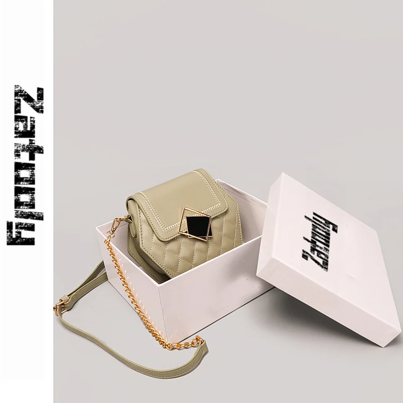 

New Style In 2019, Fashionable French Small Crowds With High-grade Feeling, Inclined Bag, Pure Color Fashionable Chain Bag