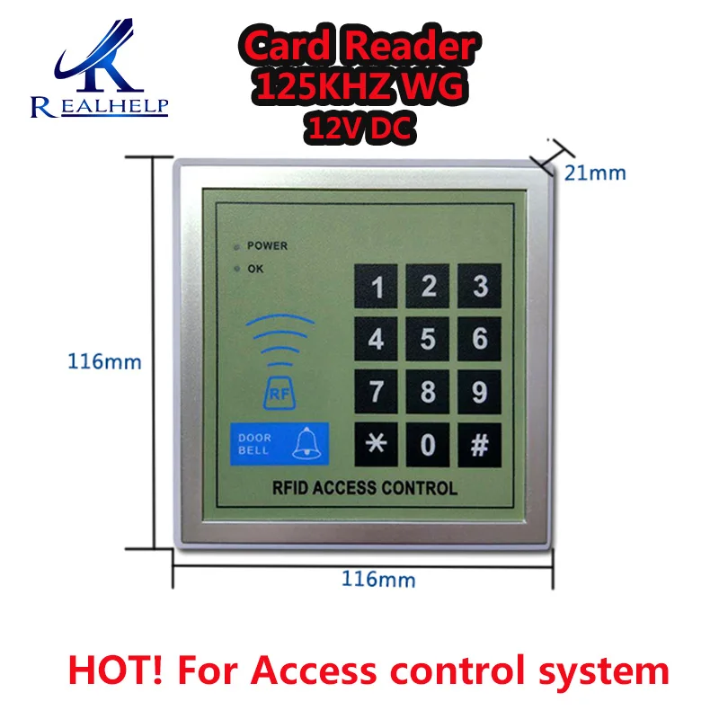 

2000Users 12V DC RFID Access Control ID Card 125KHZ Wiegand out Access Keypad and Code Access control system card Reader