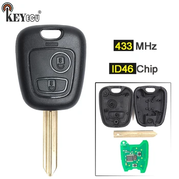 

KEYECU 433MHz ID46 Chip Replacement Remote Car Key Fob 2 Button for Citroen Saxo Picasso Xsara Berlingo SX9